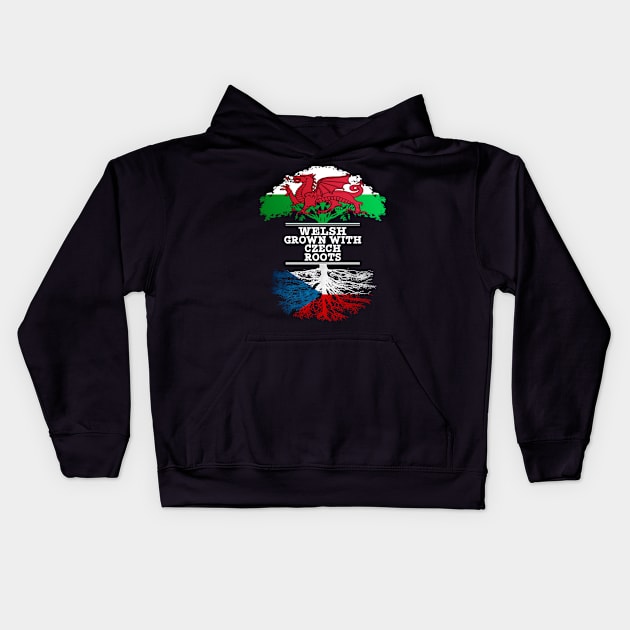 Welsh Grown With Czech Roots - Gift for Czech With Roots From Czech Republic Kids Hoodie by Country Flags